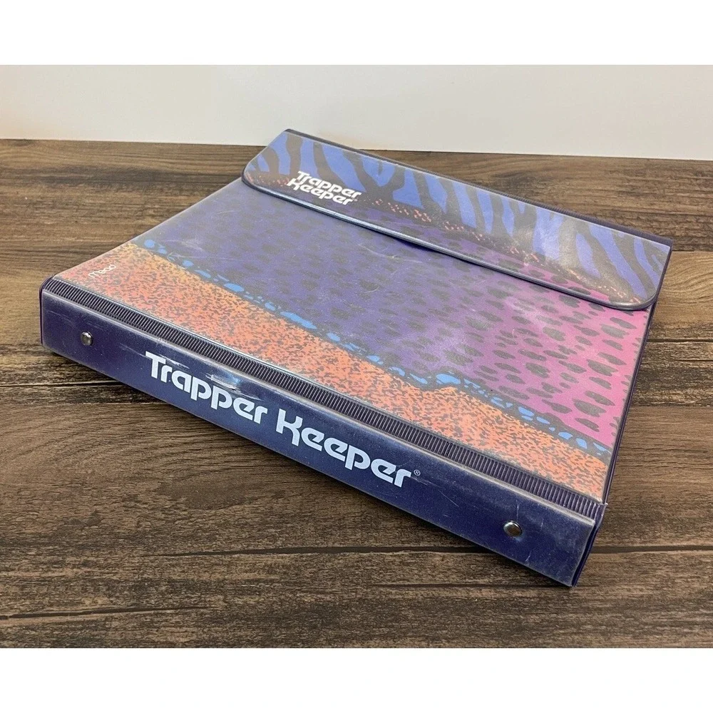 Vintage Trapper Keeper With 2 Folders Portfolios Neon Animal Leopard Tiger Print